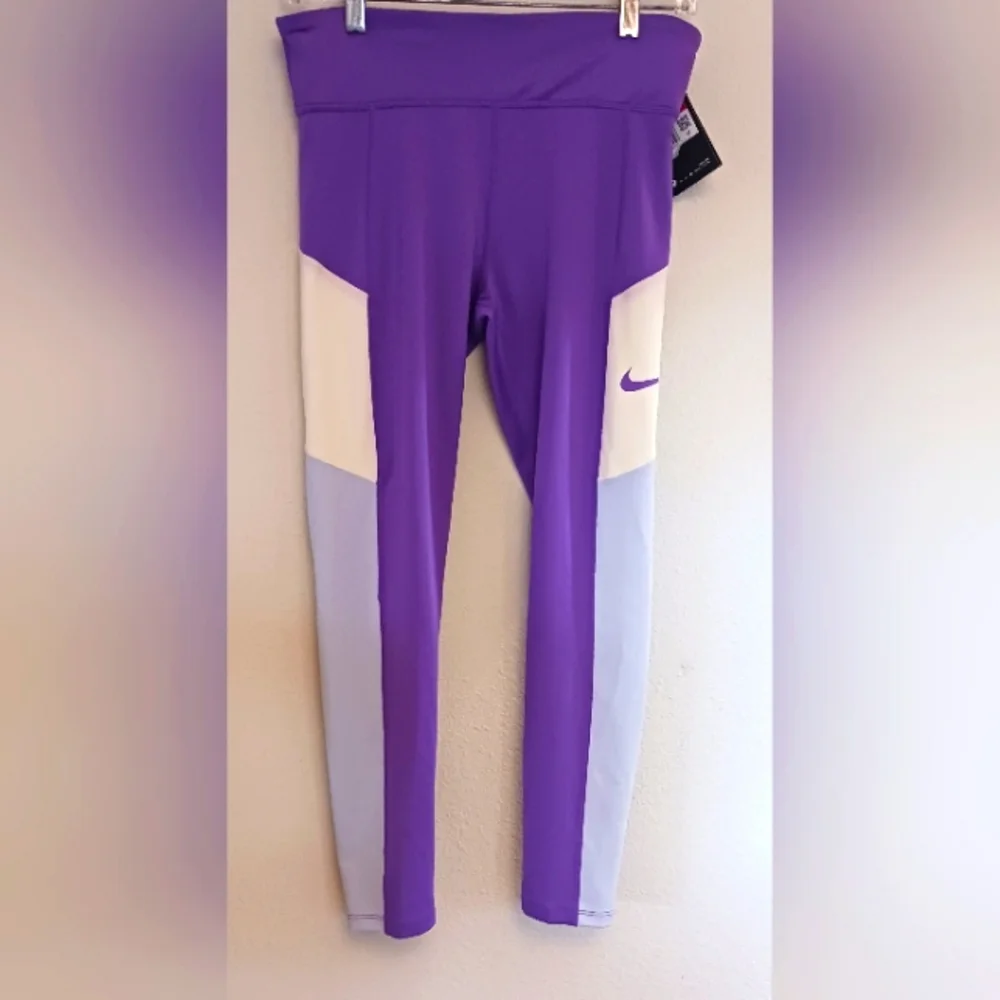 NEW NIKE GIRL'S DRI-FIT TROPHY TRAINING LEGGINGS PURPLE WHITE LARGE NWT